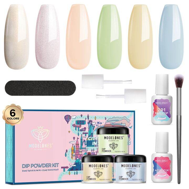 MODELONES 6 Colors Dip Powder Nail Kit Starter 12Pcs. Paris Series