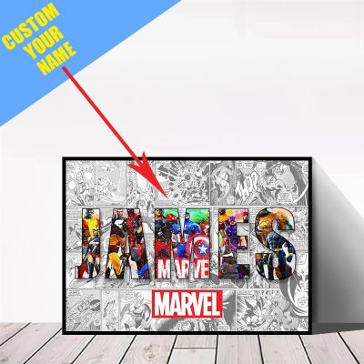 Personalized Name Custom Poster Avengers Character Canvas Painting Superheroes Decorative Murals Kids Room Art Prints Home Decor Wall Décor