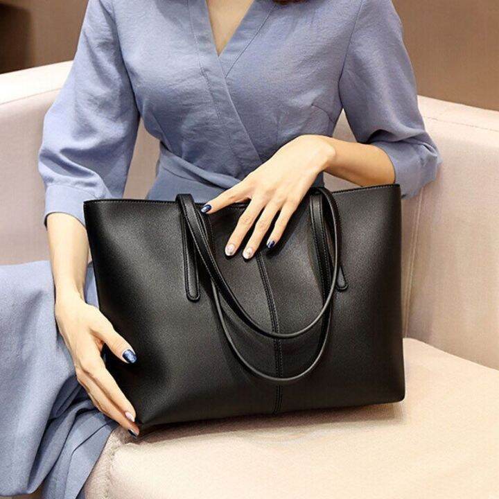 กระเป๋าหนังแท้สำหรับสุภาพสตรีความจุสูง-2023-ใหม่ไหล่เดียว-commuter-tote-กระเป๋าผู้หญิงพรีเมี่ยมความรู้สึกร้อยกระเป๋าถือกระเป๋าขนาดใหญ่