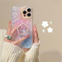 【CC】 Capa de telefone transparente para iphone coréia suporte floral bonito capa macia clara menina 14 12 13 Max