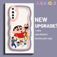 Jlingji เคสสำหรับ Realme 6 6S Narzo น่ารักเครยอนชินจังมาการองลายคลื่นเคสมือถือกันกระแทกแบบใสนิ่มเคสโปร่งใสลายกล้องถ่ายรูปที่สร้างสรรค์เคสซิลิกาเจลฝาครอบป้องกัน