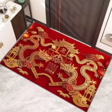 Chinese Golden Dragon Chinese New Year Festive Area Rug,indoor