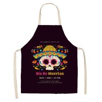 Halloween Skull Series Apron Sleeveless Hanging Neck Mens and Womens Kitchen Apron Kitchen Cleaning Tools Aprons