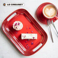 Le Creuset ถาดเซรามิก จานแบนจานดินเนอร์แผ่นหูคู่ จานสี่เหลี่ยมใหญ่ จานผลไม้ 30cm