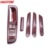 5PCS/Set Wood Mahogany Color Interior Door Handle Window Switch Panel Bezel Trim Cover 3B1867171 For VW Passat B5 Golf MK4 Jetta