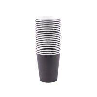 80 Paper Cups (9Oz) - Plain Solid Colours Birthday Party Tableware Catering(Black)