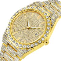 ⌚▥☒﹊ Hip Hop Men Diamond Gold Brand Date Gifts Quartz Watch 1219