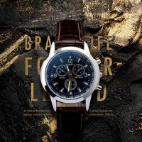 watches mens 2021 Explosive blue three-eye belt watch business mens watch casual quartz watch  men fashion  watch factory