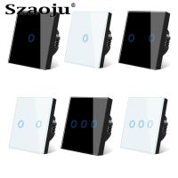 Szaoju EU Touch Switch AC100-240V Power Led Panel Wall Lamp Light Switches Crystal Glass Sensor Switches 1/2/3 Gang Interruttore