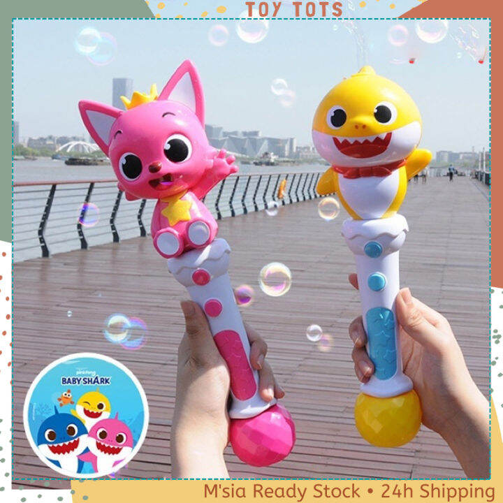 Pinkfong Baby Shark Bubble Wand with LED Lights Music Sound Bubble Camera Bubble Machine