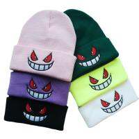 Japanese Cartoon Anime Unisex Winter Outdoor Beanie for Child Knitted Gengar Hood Hat for Kids Casual Outside Halloween Hats