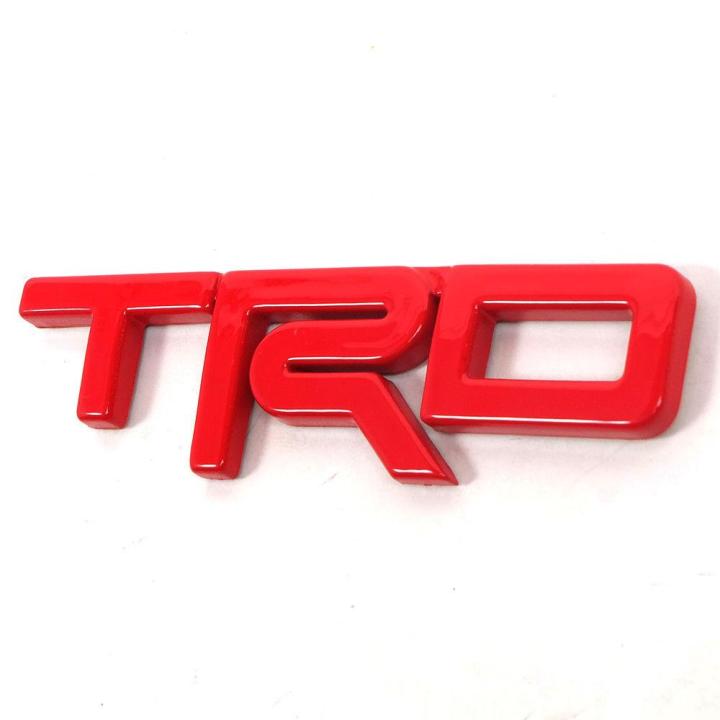 โลโก้ตัวอักษร-trd-สีแดงติดกระจังหน้ารถ-สำหรับรถ-toyota-hilux-revo-จำนวน-1-ชุด