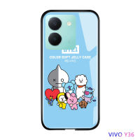 Volans สำหรับ Vivo Y36 Y36 5G การ์ตูนกันกระแทกสำหรับเด็กผู้หญิงเกาหลี K-POP น่ารักสำหรับเด็กผู้หญิงเด็กผู้ชายเคส SHOOKY RJ SUGA COOKY กระจกเทมเปอร์ฝาครอบป้องกัน