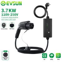 EVSUN Electric Car Vehicle GB/T Portable EV Charger 3.7KW 6/10/13/16A Switchable GBT EVSE Charging Cable Schuko Plug 5M Length