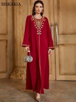 Ethnic Embroidery Dresses For Women 2022 Robe Elegant Vintage Maxi Dress Loose Waist French Womens Clothing New Spring Eid