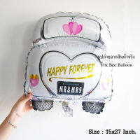 ลูกโป่งฟอยล์รูปรถ สกรีน Happy forever ลูกโป่งงานแต่ง