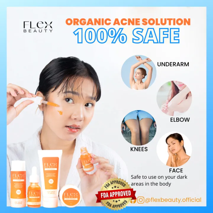 FLEX BEAUTY Organic Acne Solution Set for Acne Treatment Scars Melasma