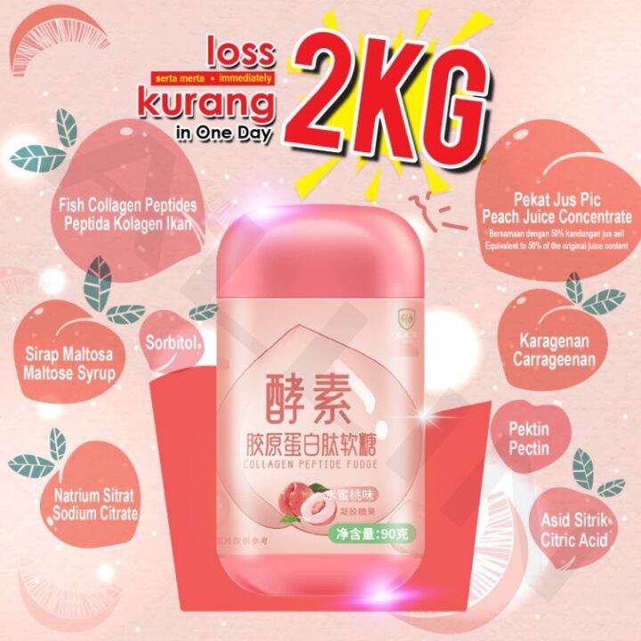 Enzyme Collagen Gummy Candy Peach Strawberry Diet Soft Candy Jelly