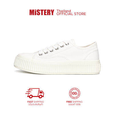 *MISTERY รองเท้าผ้าใบ พื้นบิสกิต รุ่น SORA สีขาว ( MIS-804)