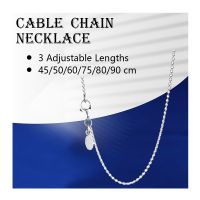 ▽  925 Sterling Classic Cable Chains Necklaces Jewelry 3 Adjustable Length Clasp With Pendants Charms