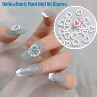 10 Pcs White Hollow Heart Pearl Nail Art Charms / Nail Art 3D Decorative Rhinestones Crafts / DIY Nail Decoration Accessories