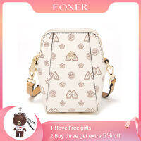 FOXER Design PVC หนังพิมพ์สาวไหล่ Crossbody กระเป๋า Vintage Messenger กระเป๋าผู้หญิง Travel Vegan Lady ศัพท์ Pocket