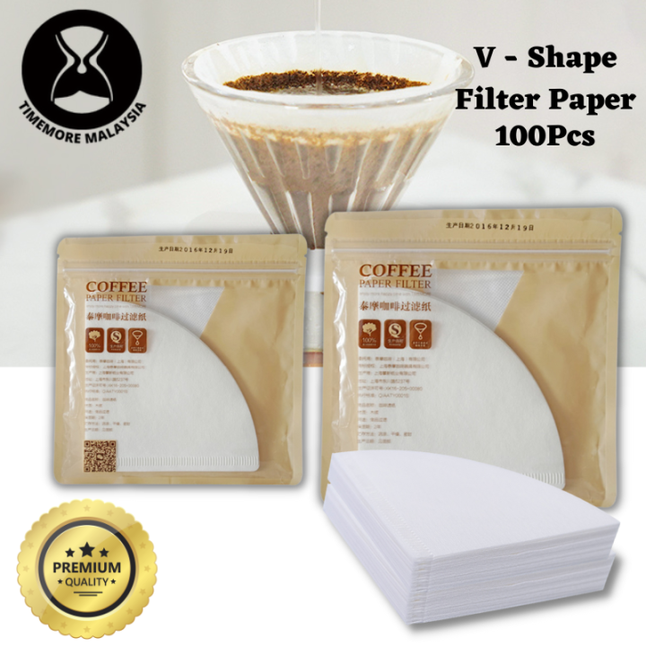 TIMEMORE 100pcs V Shape Filter paper Pour over filter paper V60