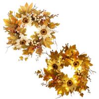 Fall Wreaths for Front Door Fall Harvest Wreath Festival Wreath with Berries Sunflower Maple Leaves for Fireplace Front Door Wall Farmhouse Porch Thanksgiving Decor current