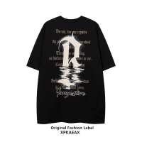 2023High street dark wind เสื้อยืดคู่เสื้อผ้าพิมพ์ลายตัวอักษรหลวมฮิปฮอปแขนสั้นฤดูร้อน-XPKAEAX0028