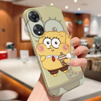 เคสใส่โทรศัพท์สำหรับ OPPO A31 2020 A3S A5 2020 A57 2022 A57 5G A58 5G ฟิล์มเคสโทรศัพท์ A5S การ์ตูน SpongeBob แบบเต็มแผ่นฟิล์มเปลือกแข็งคลุมทั้งหมดเคสห่อหุ้มกันกระแทก