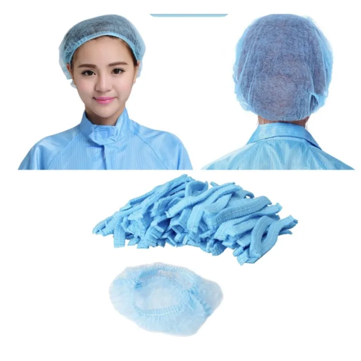 100 Pieces Disposable Hair Head Covers Net Bouffant Cap Non Woven