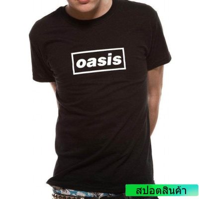 เสื้อยืด ผ้าฝ้าย 100% พิมพ์ลายโลโก้ Oasis สีดํา สําหรับผู้ชาย  OVTJ