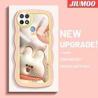 JIUMOO เคสสำหรับ OPPO A35 A15s A15,เคสลายการ์ตูน4G 3D กระต่ายผิวคลื่นแบบนิ่มดั้งเดิมเคสโทรศัพท์คลุมทั้งหมดตัวปกป้องกล้องถ่ายรูปเลนส์เคสฝาหลังนิ่ม