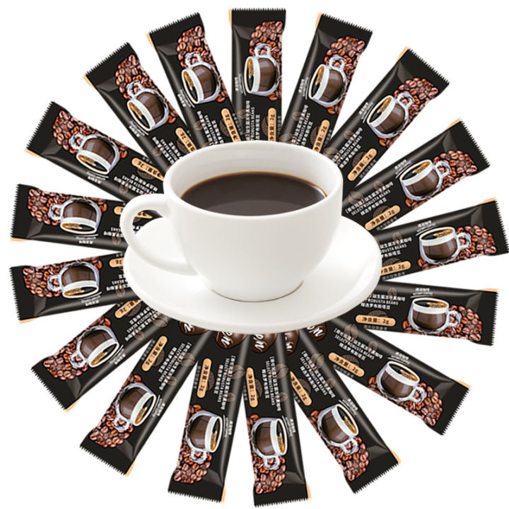 ผงกาแฟสำเร็จรูปกาแฟดำไร้สารซูโครสสำหรับอาหารทดแทนพร้อมกลิ่นหอมแรง100ก-ถุง50ถุงขายตรงโปรไบโอติก