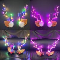 1 Pair New Christmas Headdress Antlers Hairpin Simulation Branch Children 39;s Luminous Hair Clip Headband Christmas Gift Party