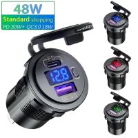 【Aishang electronic】 ROXGOCT 48W QC 3.0 PD 12V USB V6รถจักรยานยนต์รถบรรทุก SUV เรือ