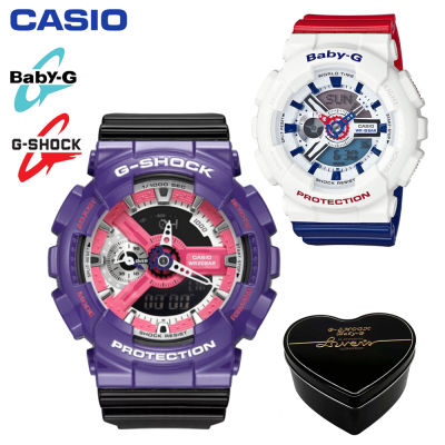 G-Shock Baby-G GA110 BA110 ชายและหญิงคู่กีฬานาฬิกากันน้ำและกันกระแทกเวลาโลกนำหน้าจอแสดงผลคู่ 4 ปีรับประกันสากล BA-110TR-7A GA-110NC-6A