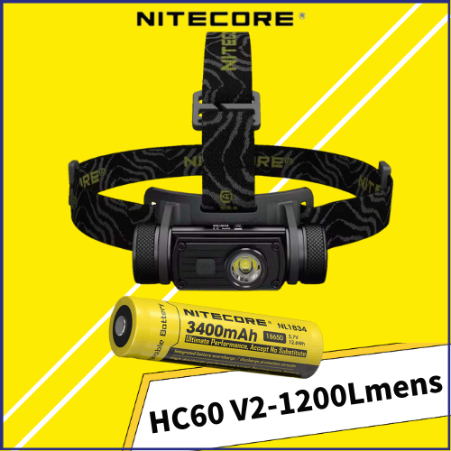 Lampe frontale Nitecore HC60V2 1200 Lumens rechargeable en USB-C