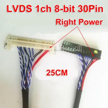 LVDS Cable 30 Pin, 1-Ch 8-Bit black Connector (Left Supply) 