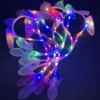 New glitter light airbag rabbit ears a pinch will move headband net light rabbit hair accessories childrens light toy