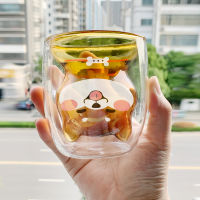 Shiba ผนังสองแก้วฉนวนกันความร้อนแว่นตาแก้วน่ารักสุนัขถ้วยสร้างสรรค์ Drinkware กาแฟน้ำนมครัวเรือนถ้วยของขวัญสัตว์