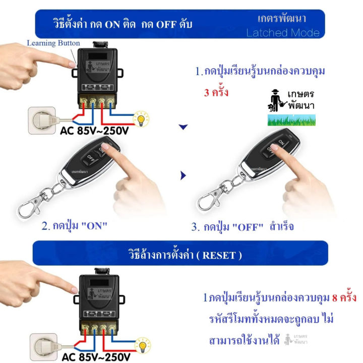 รีโมทปั้มน้ำ-รีโมท-433mhz-220v-สวิตช์รีโมตควบคุมปั้มน้ำ-1ch-30a-remote-power-switch-รีโมท-รีโมททีวี-รีโมทแอร์-รีโมด