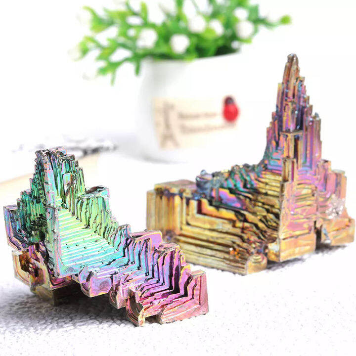 ธรรมชาติ-bismuth-tower-โลหะแร่พีระมิดหินอัญมณี-reiki-healing-stone-สมาธิคอลเลกชันหรือตกแต่งบ้านดิบคริสตัล