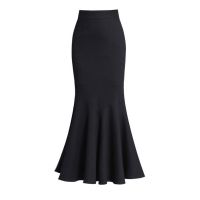 2021 New Fashion Women Long Skirts Vintage Mermaid High Waist Skirt Black Package Hip Slim Tight Fishtail Office Lady For Spring