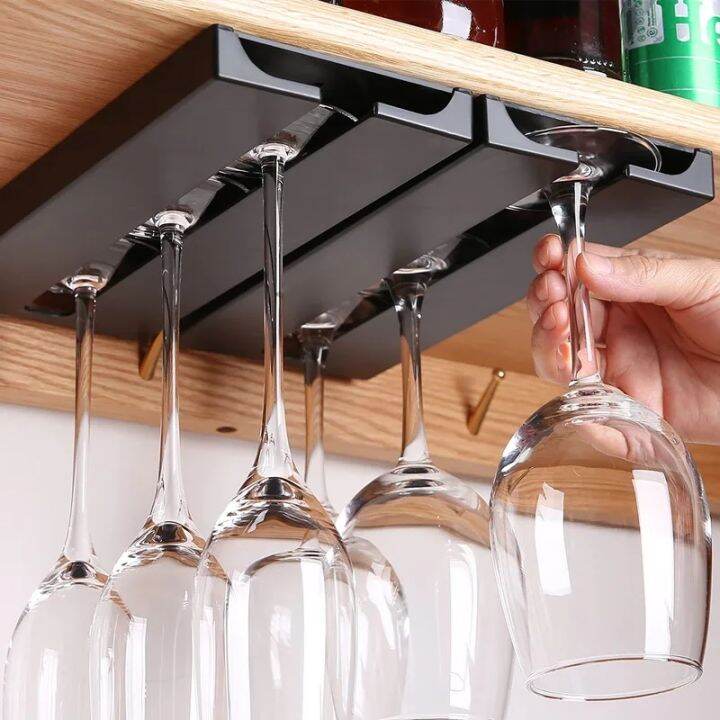 Wine Glass Holder Under Drilling Free Wine Glass Organizer Storage Hanger for Kitchen
