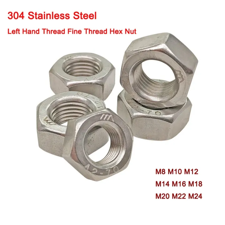 304 Stainless Steel Nut Reverse Thread Hex Hexagon Nuts Left Tooth Nuts