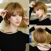 NAMM Ombre Blonde Wig for Women Daily Party Fluffy Bob Wig Natural Synthetic Hair Fashion Wig with Bangs Heat Resistant Fiber [ Hot sell ] TOY CENTER