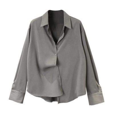 [COD] Xiaochen paper piece people have a sense of drape satin loose womens spring and autumn new silver-gray commuter