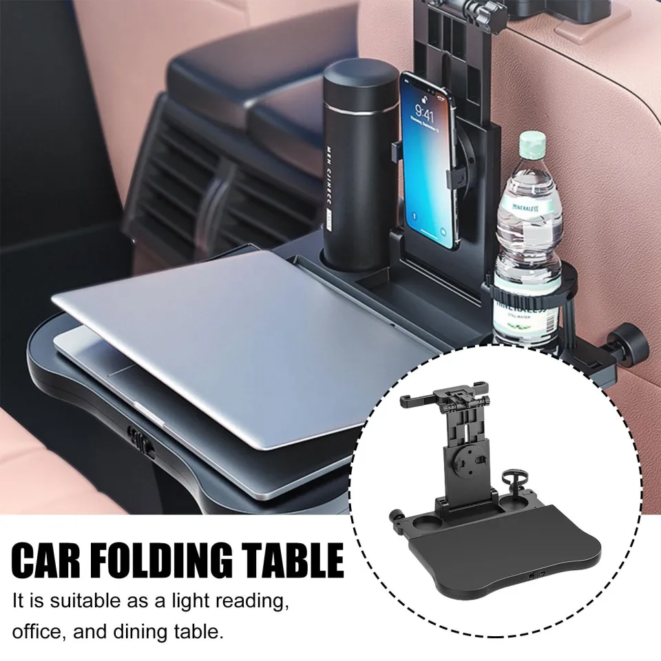 A08 Car Travel Table Board Height Adjustable Headrest Mount Seat Back Tray  for Computer,Black 
