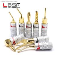 ✥◊▨ 1pairs Nakamichi BANANA PLUGS 24K Gold-plated 4MM Banana Connector with Screw Lock For Audio Jack Speaker Plugs Black Red